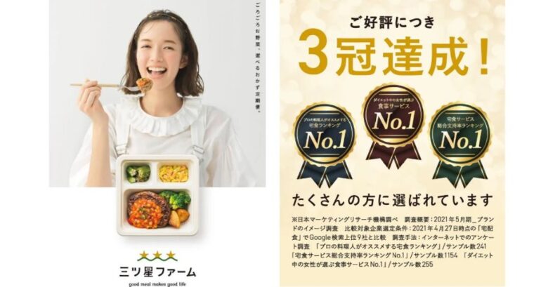 最近では人気タレントの佐藤栞里さん出演で、地上波のCMでも放送されている三ツ星ファーム。
